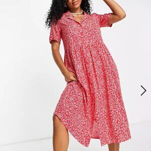 Red Floral Swing Dress